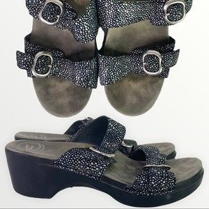 DANSKO Double Strap Polka Dot Wedge Sandals | 41 EU